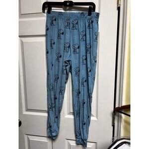 306-007 PEANUTS Womens‎ Small Snoopy Pj Sleep Jogger Pajama Pants Bottoms Blue